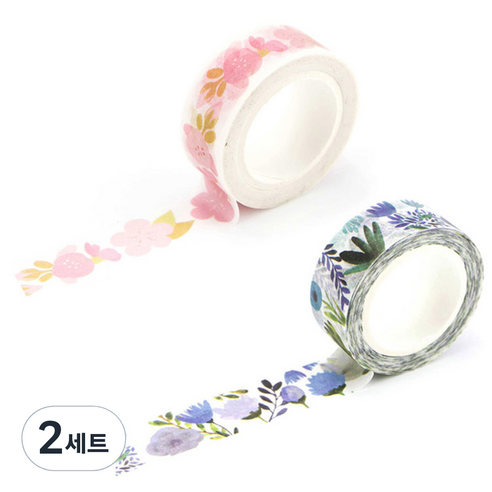 라이프포인트 내츄럴 일러스트 마스킹 테이프, 05보라별꽃, 08벚꽃, 2세트