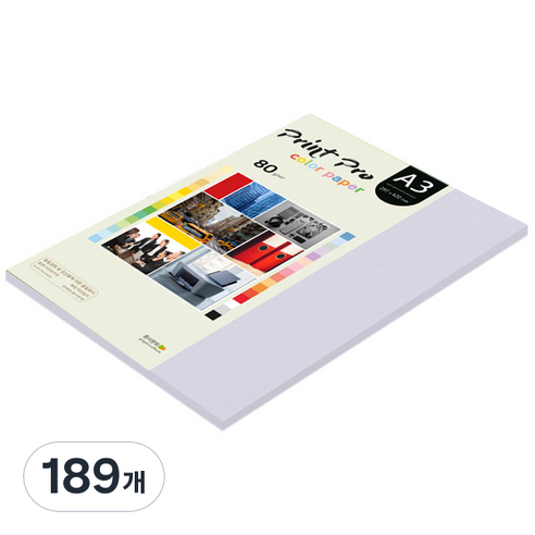 종이문화 프린트 프로 칼라 복사용지 No 20 라일락 80g, A3, 189개