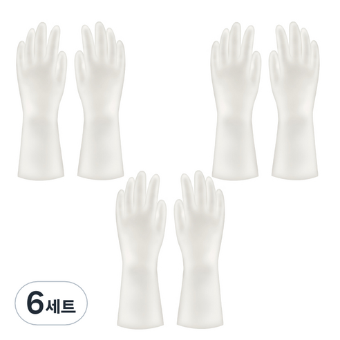 리즈제이니 라텍스 고무장갑 S, 01 투명, 소(S), 6세트