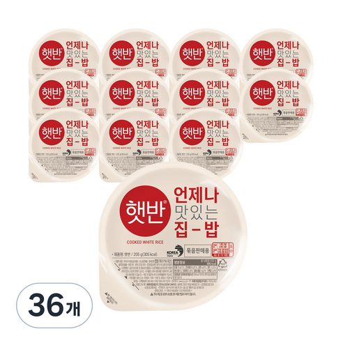 햇반 백미밥, 205g, 36개