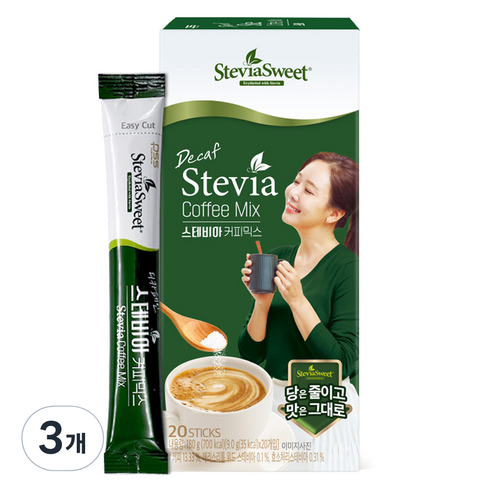 스테비아스위트 펄세스 디카페인 스테비아 커피믹스, 9g, 20개입, 3개