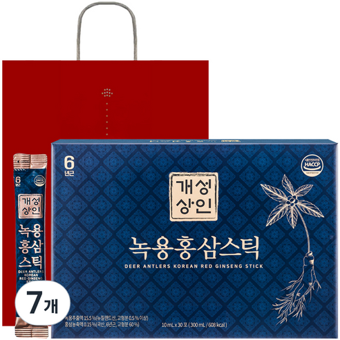 개성상인 녹용 홍삼 스틱 30개입 + 쇼핑백, 300ml, 7개