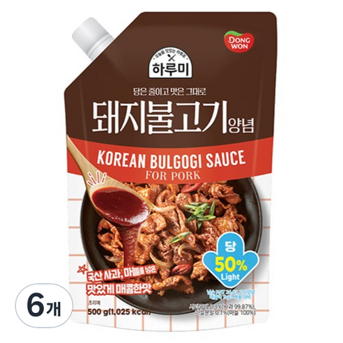 동원 하루미 돼지불고기 양념, 6개, 500g