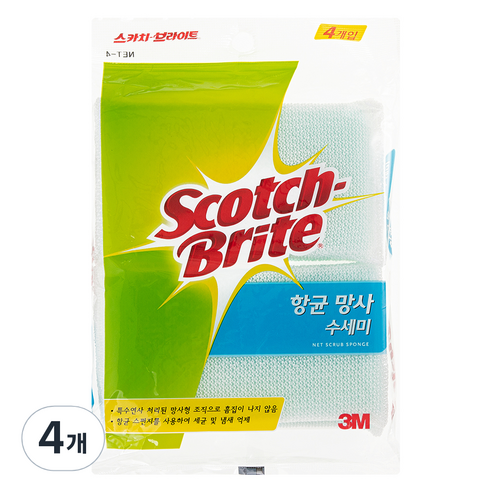 스카치브라이트 항균 망사 수세미, 4개입, 4개