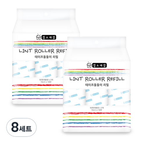 청소대장 테이프 클리너 리필 3p 랜덤발송, 8세트