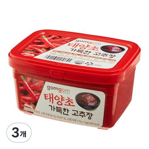 곰곰 태양초 가득한 고추장, 1kg, 3개