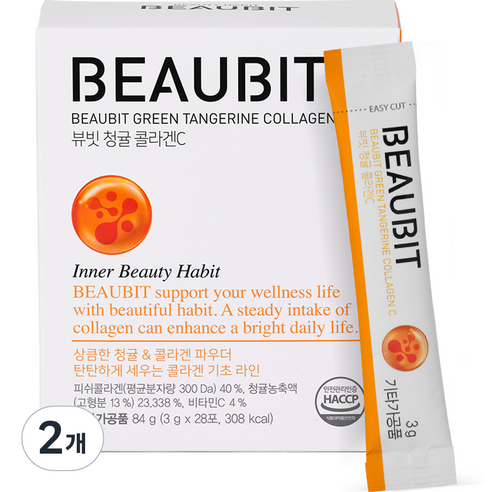 뷰빗 저분자 청귤 콜라겐C 분말스틱 28p, 84g, 2개