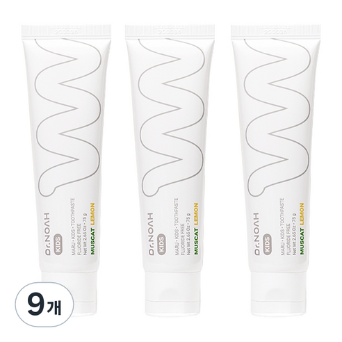 닥터노아 무불소 마루 유아치약 청포도레몬, 75g, 9개