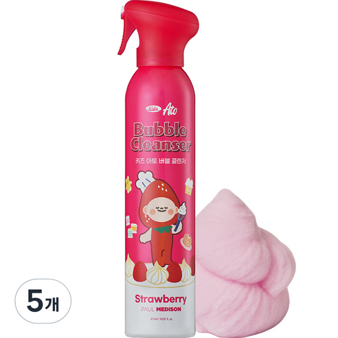 폴메디슨 키즈 아토 올인원 버블 클렌저 딸기향, 311ml, 5개