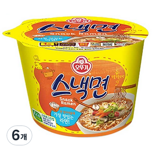 오뚜기 스낵면 컵라면 90g, 6개