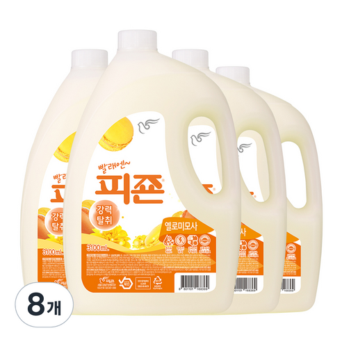 피죤 레귤러 섬유유연제 옐로미모사 본품, 3100ml, 8개