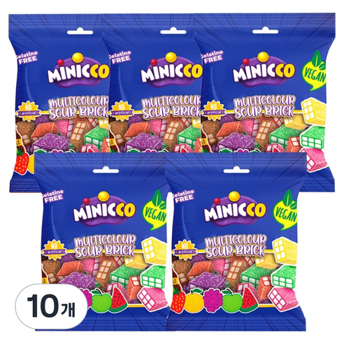 미니꼬 멀티컬러 사우어 브릭 비건젤리, 50g, 10개
