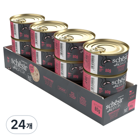 스케지어 어덜트용 쉐지애 애프터다크 파테 닭&소고기 고양이 주식캔, 닭+소고기, 80g, 24개