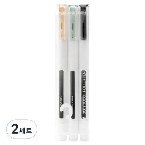 카코 테크플로우 롤러펜 0.5mm 3종 세트, 그린, 오렌지, 블랙, 2세트