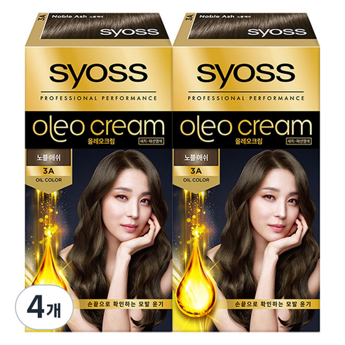 사이오스 올레오 크림 헤어 컬러 염모제, 3A 노블 애쉬, 4개