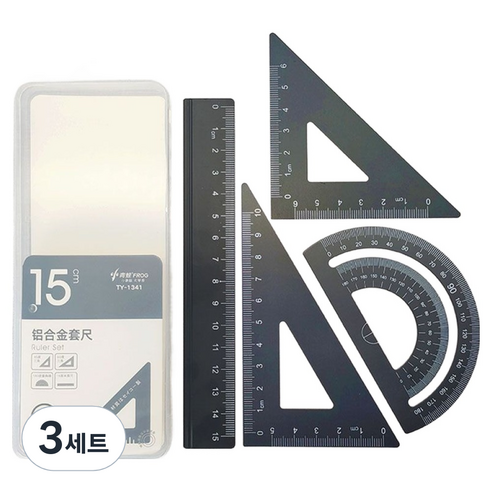 일상속반짝 학용품 자 4종 세트, 블랙, 3세트