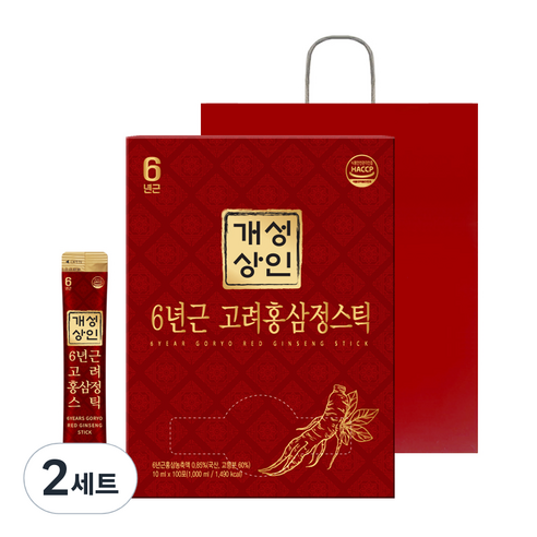 개성상인 6년근 고려홍삼정스틱 100개입 + 쇼핑백, 1L, 2세트