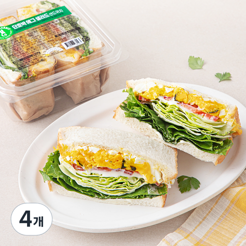 그린래빗 단호박 에그 샐러드 샌드위치, 500g, 4개