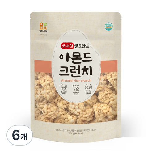 엄마사랑 쌀로만든 아몬드 크런치, 180g, 6개