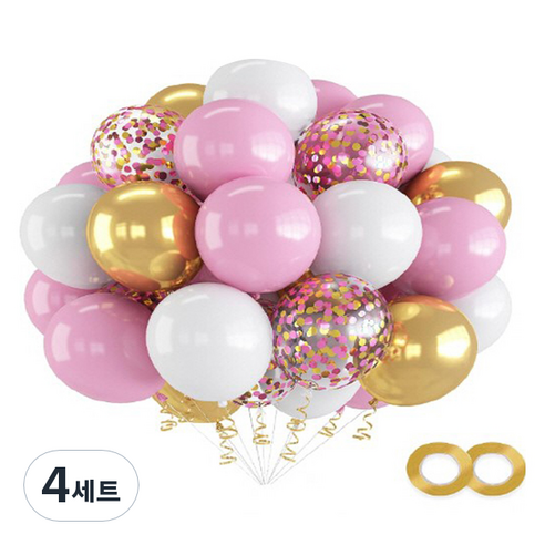 만들하비 컨페티 풍선 세트, 핑크골드, 4세트