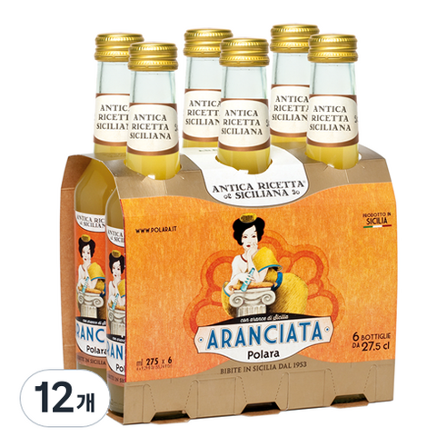 폴라라 시칠리아나 아란시아타 나벨리나 오렌지 과즙 탄산음료, 12개, 275ml