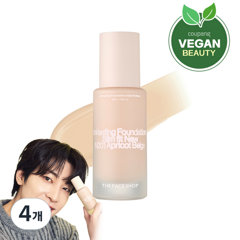 더페이스샵 잉크래스팅 파운데이션 슬림핏 뉴 35ml, N201, 4개
