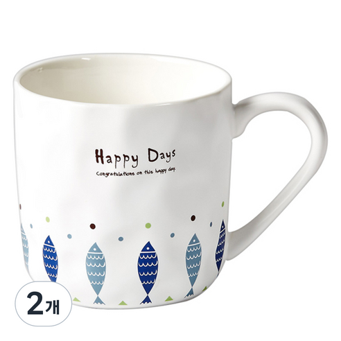 오슬로 헤링 여러마리 머그컵 390ml, 스텐드, 2개
