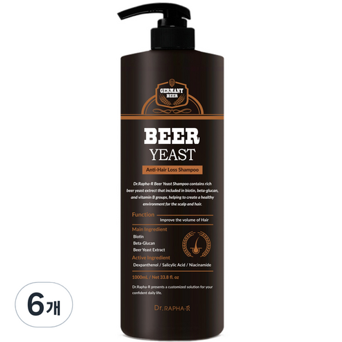 닥터라파알 맥주 효모 샴푸, 1000ml, 6개