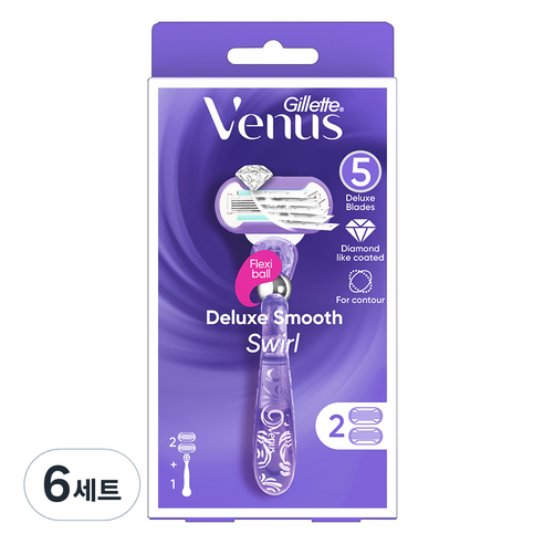 질레트 비너스 스월 여성용 면도기 핸들1입 + 면도날2입, 6세트