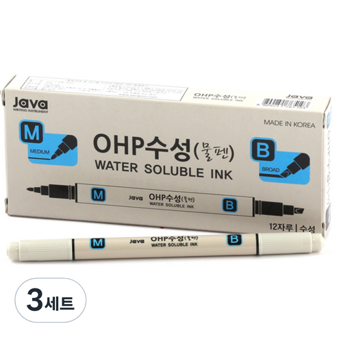 자바펜 OHP수성펜 M앤B, 검정, 36개