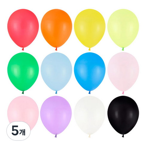 파티팡 라운드 풍선 일반 13cm 100p, 혼합색상, 5개