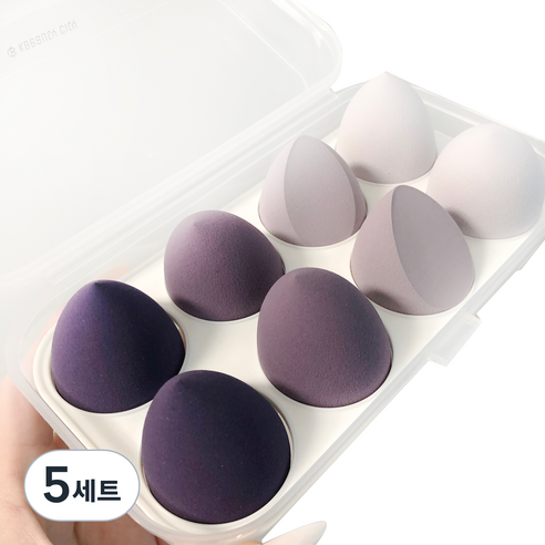 케이뷰티시티 물방울 똥퍼프 8p + 보관 케이스 세트, 울트라바이올렛, 5세트