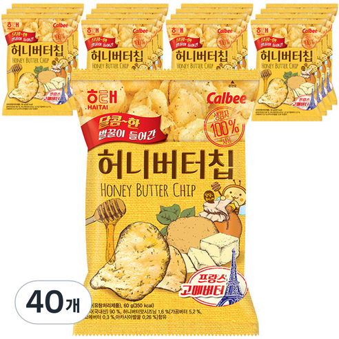 해태제과 허니버터칩, 60g, 40개