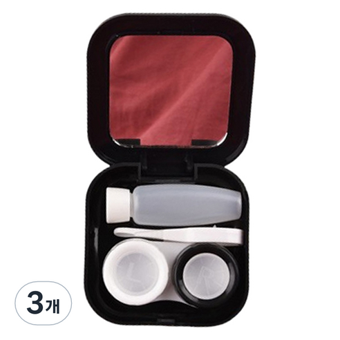 헬씨닷 깔끔 사각 칼라 렌즈통, 블랙, 3개