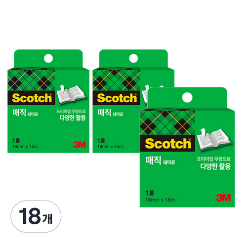스카치 매직테이프 리필 810R 18mm x 15m, 반투명, 18개
