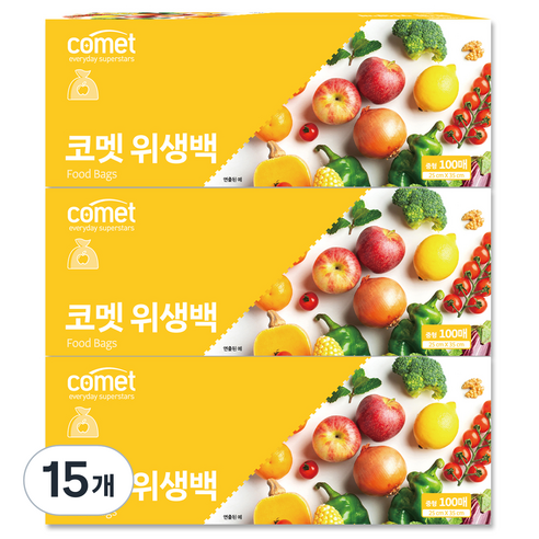 코멧 위생백 중 25 x 35 cm, 중(M), 100개입, 15개