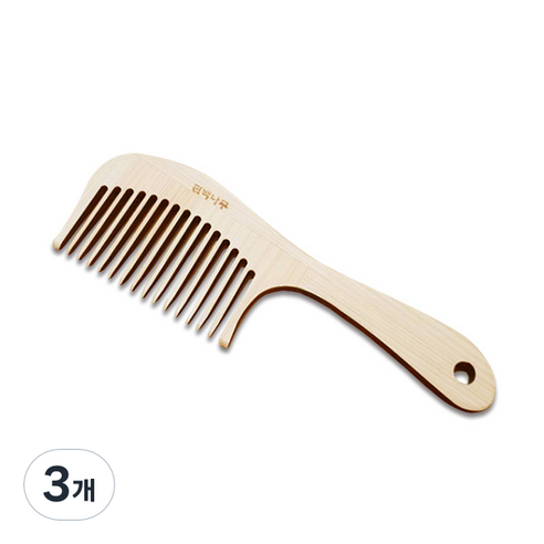 편백나무 통 원목 머리빗 대, 3개