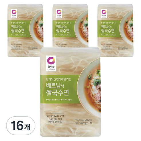 청정원 베트남식 쌀국수면225g(4mm), 16개, 225g