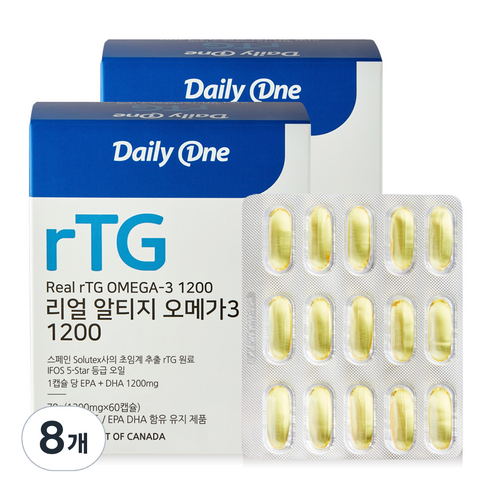 데일리원 리얼 알티지 오메가3, 60정, 78g, 8개