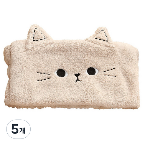 엠케이존 와이드 고양이 세안 헤어밴드, 베이지, 5개