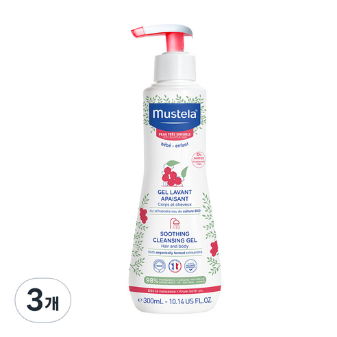 무스텔라 유아용 수딩 클렌징 젤, 3개, 300ml