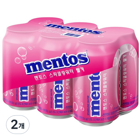 멘토스 스파클링 워터 딸기 6p, 355ml, 2개