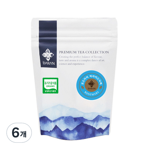다란 유기농 로즈마리 티백, 1g, 10개입, 6개