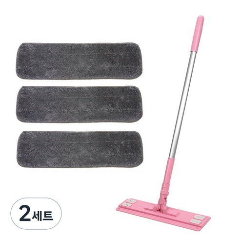 에이클린 청소밀대걸레 중형 핑크 + 회색루프패드 3매, 2세트