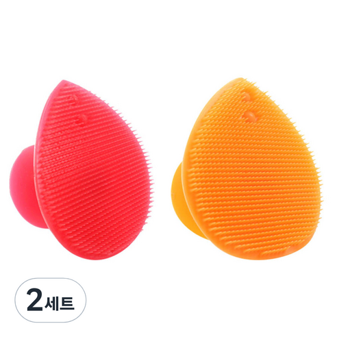 피부사랑 실리콘 클렌징 패드 2p 세트, 레드, 오렌지, 2세트