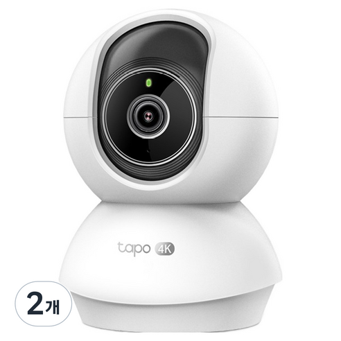 티피링크 4K 8백만 화소 실내용 회전형 AI 홈 보안 Wi-Fi 카메라, 2개, Tapo C250