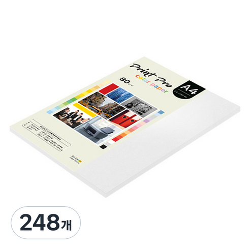 종이문화 프린트프로 얇은 칼라복사지 No 30 스노우화이트 80g, A4, 248개