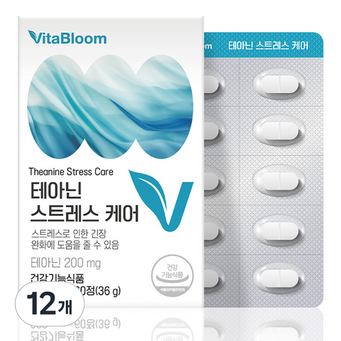 비타블룸 테아닌 스트레스 케어 36g, 60정, 12개