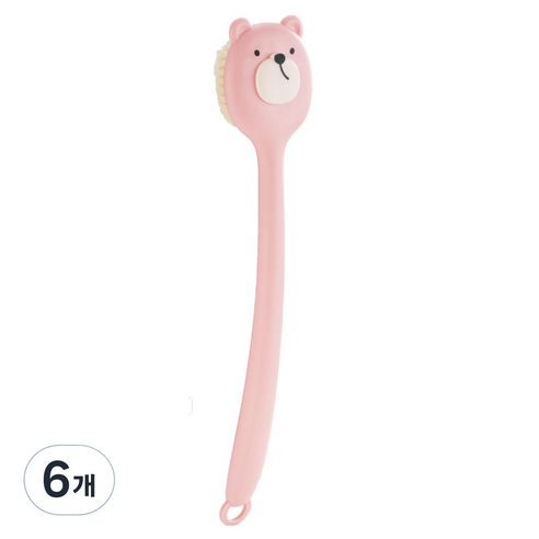 깨끗하게 샤워하자 바디 등 샤워 브러쉬, 핑크, 6개, 1개입