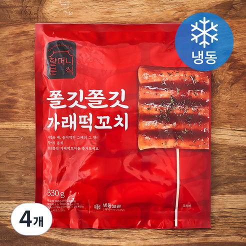 할머니분식 쫄깃쫄깃 가래 떡꼬치 (냉동), 330g, 4개, 1개입